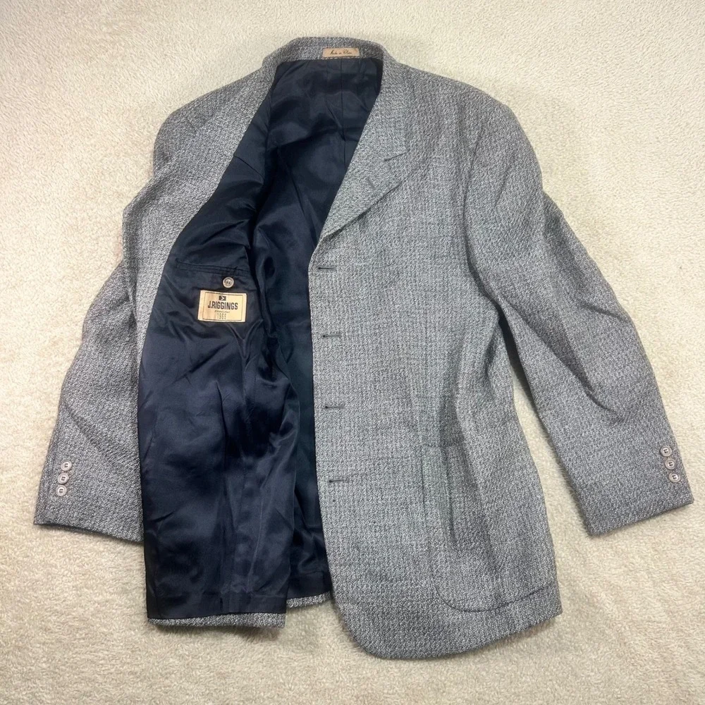 J. Rigggings Mens 42R Gray Tweed Wool Blend Blazer Sport Coat Jacket